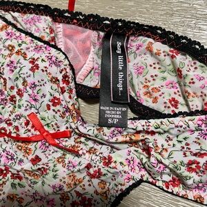 Victoria's Secret Black and Pink Floral Panties